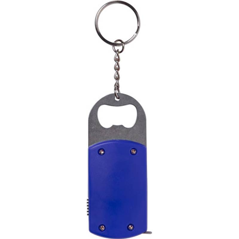 ALEXEJ kľúčenka s otvaráčom na fľaše, 1 LED a metrom, modrá